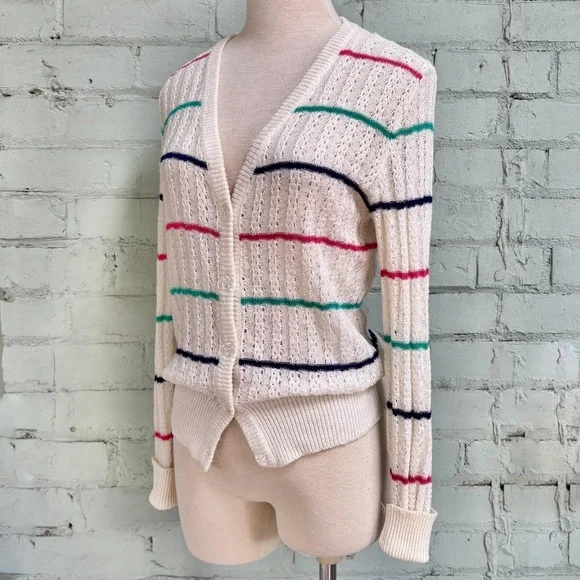 Vintage Striped V-neck Cardigan - Picture 2 of 7